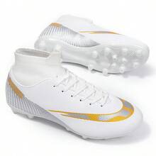 SUNAIS Men's Soccer Shoes With Non-Slip Spikes High-Tops Lace-Up Indoor Futsal TF Turf Cleats Sneaker