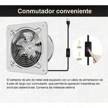 Extractor De Aire Ventilador Industrial 8 Pulgadas 80w Metálico Soplador De Aire Extractor Para Cocina Restaurante Taller Hotel Extractor Cocina Extractor Aire Extractor De Aire Ventilador Potente - Tipo de Enchufe A Japonés (100V) - Ver 5