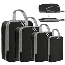 4 PIEZAS Cubos de embalaje de compresión para organizadores de viaje, organizadores de embalaje de viaje, cubos de equipaje para empacar ultraligeros y expandibles, bolsas de cubos de embalaje de compresión de viaje, organizadores de equipaje portátiles, estuches de almacenamiento de equipaje a prueba de agua, organizador de ropa para cajones