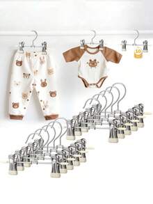 10 Peças Clipe de Cabide de Calça em Aço Inoxidável - Clipe de Silicone Rotativo 360° para Calças/Calças Infantis, Organizador de Guarda-Roupa Infantil Economizador de Espaço, Aço Inoxidável de Alta Qualidade, Adequado para Recém-Nascidos e Crianças