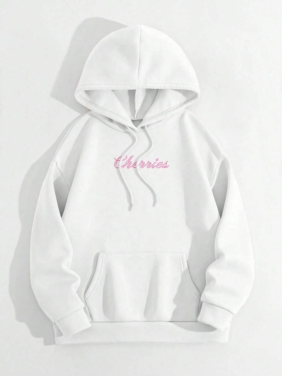 Women's Hoodie, Fleece-Lined Warm Pullover Sweatshirt With  Pocket, Loose Fit For Autumn & Winter - Soft Daily Outerwear, Bow & Cherry Print, Cute Casual Autumn Outfit, , Tops For Women Hot Outfits