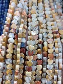 20 piezas de 6x2mm Cuentas de piedra natural con forma de corazón | Cuentas sueltas de ágata, cuarzo, ojo de tigre con forma de corazón plano | Para hacer collares, pulseras, pendientes y joyería DIY