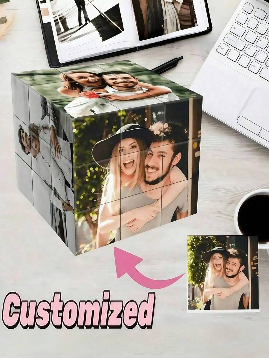 1 إطار صور مكعب شخصي، يمكن تخصيص 6 صور، مناسب لعودة إلى المدرسة، حفلة عيد الميلاد، ديكور الزفاف، هدية عيد الأب لتخصيص صور العائلة والأصدقاء والزفاف والحيوانات الأليفة