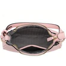FashionPuzzle Small Crescent Shoulder Bag Underarm Purse - 淺粉紅色/淺粉紅色 - 查看 6