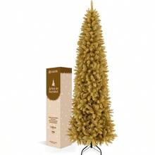 ESQUIMAL Pino Canadiense Tipo Lapiz Árbol de Navidad Delgado Facil de Armar Dorado Mate 180 cm - Doradomate - Ver 2