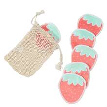 5片装可重复使用可水洗竹纤维卸妆棉，双面洁面淡妆草莓卸妆棉 - 彩色 - 查看 7