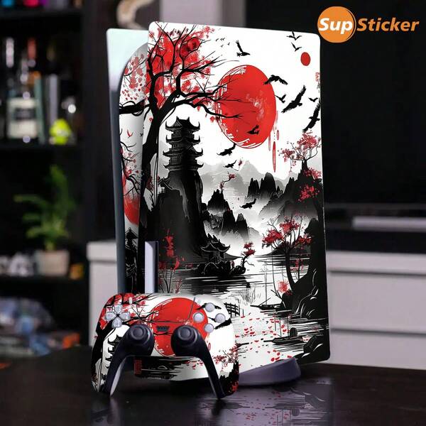 SUPSTICKER A Set Of Optical Drive Version And Slim-G Version Ink-Wash Samurai Style Pattern Game Console Skin Stickers, Made Of Air Duct PVC Material, For No-Cut Craftsmanship, Which Can Play A Decorative And Anti-Scratch Role. It Includes Game Console Main Unit, Controller, Side Sticker Decoration, And Is The Best Choice For Decorating Your Game Console!!!