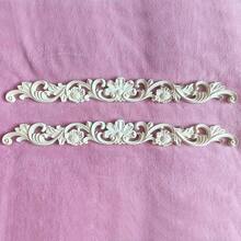 2 件未上漆木质雕花镂空装饰贴花，18.89x2.16 英寸，木工用品，带有复杂的欧洲浮雕图案，适用于橱柜、门、家具、特色墙、入口通道、楼梯、圣诞装饰、DIY 装饰 - 彩色 - 查看 3