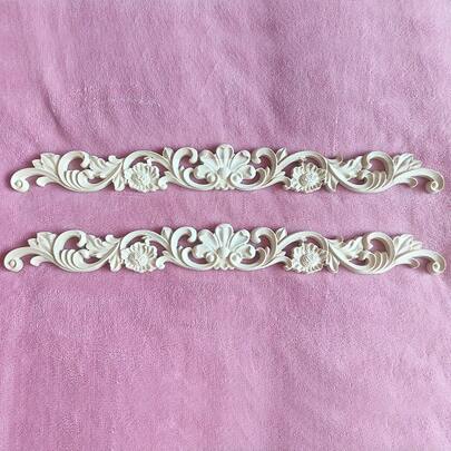 2 miếng gỗ chạm khắc trang trí hở chưa sơn, kích thước 18,89x2,16 inch, dụng cụ làm mộc với họa tiết dập nổi châu Âu tinh xảo, thích hợp cho tủ, cửa ra vào, đồ nội thất, tường trang trí, lối vào, cầu thang, đồ trang trí Giáng sinh, đồ trang trí DIY