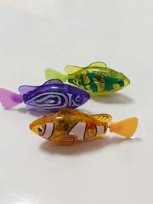 4-Color Electric Simulation Fish Cat Toy, Automatic Swimming Fish Toy, Sensing Swaying Fish Toy That Glows, Includes Batteries