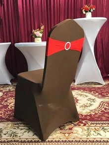 50PCS Lycra/Spandex/Stretch/Elastic Chair Cover Sashes/Bands/Bows/Ties For Decorating Graduation, Birthday, Wedding, Bridal Shower, Baby Shower, Barbecue, Buffet, Christmas, Decorative Birthday Parties Ceremony Folding Chairs Tablecloth Table Cover Linen Backdrop Carpet Flower Decoration - 紅色 - 查看 3