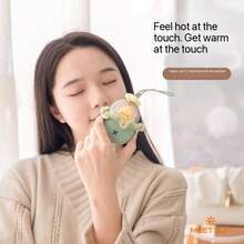 MEET SUN 1pc 1200mAh Lithium Battery Long Lasting + Handmade Fabric Decorative Apron/Scrunchie (2-In-1) + Mini Portable Hand Warmer + Lanyard + Cute Pet USB Charger, 2025 Autumn/Winter New Arrival - Mint Green - View 4