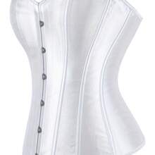 Strapless Vintage Silk Bodysuit Front Lace Tight Non-Stretch Polyester Women Apparel For Adult Carnival Costume Occasions - 白色 - 查看 5