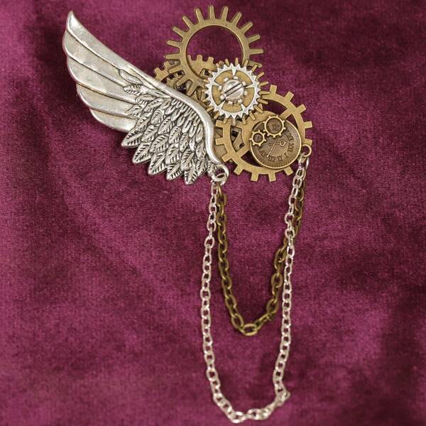 Gothic Steampunk Gear Wing Brooch, Unique Brooch For Women, Halloween Cosplay Clothes Pin Funny Cute Teacher Gifts00 Christmas