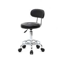 Black Round Adjustable Salon Stool – With Backrest And Line Design, Comfy For Long-Time Seating, Ideal For Salon Spa Home Studio, Easy To Adjust Move Clean, Fits Professional Daily Use