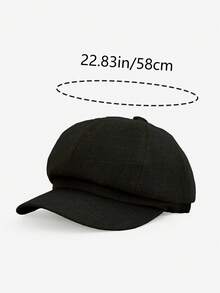 1pc Unisex Classic Solid Color Simple Octagonal Cap, Suitable For Autumn/Winter Daily Outdoor Wear, Warm And Windproof, Great As A Gift - Multicolor - View 3