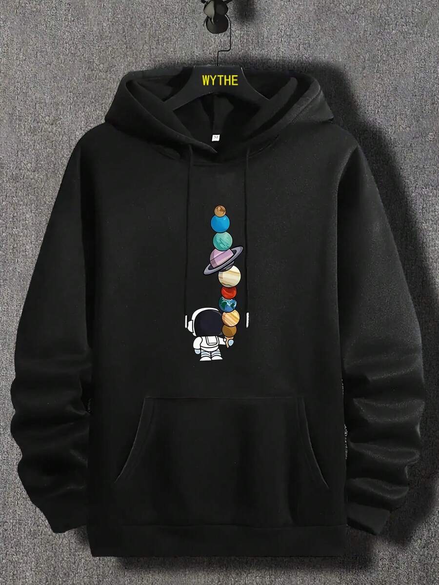 Men Hoodies - 黑色 - 查看 1