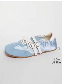 2025新款玛丽珍厚底鞋夏季软底轻便透气芭蕾平底鞋多色运动休闲鞋 - 藍色 - 查看 7