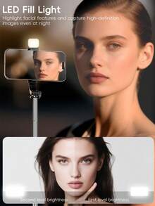 最新款170厘米/90厘米蓝牙遥控自拍杆，蓝牙手机支架，三脚架，适用于室内/室外视频拍摄、录制，可伸缩，360°旋转，防抖，可折叠便携，手持/落地三脚架