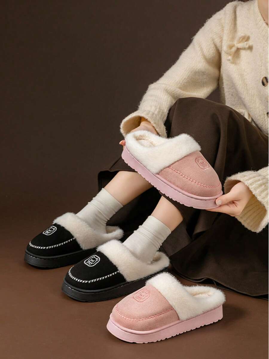 Pantuflas de felpa para uso en el hogar, pantuflas de felpa gruesas para dormitorio posparto, cálidas y antideslizantes para el invierno en el hogar, adecuadas para otoño e invierno, regalos perfectos para familiares y amigos