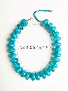 1pc Bohemian Fashion Casual Dopamine Beaded Necklace, Suitable For Daily, Vacation, Travel, Casual Wear, Fashionable Jewelry Gift For Family And Friends - Resin Necklace - View 11