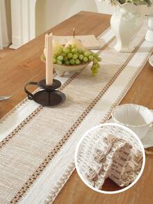 1 件波西米亚风格流苏装饰简约桌旗，适用于餐桌、咖啡桌、梳妆台、餐厅装饰、客厅、派对和节日礼物，多种尺寸可供选择 - 咖色 - 查看 7