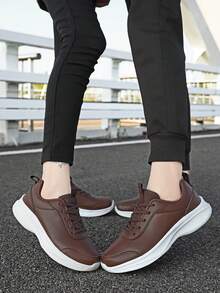 Women's Lightweight Black Casual Sneakers, Breathable, Waterproof, Comfortable Thick Sole, Fashionable Solid Color Synthetic Leather Non-Slip Low-Top Leisure Shoes, Suitable For All Seasons, Size 35-45