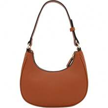FashionPuzzle Small Crescent Shoulder Bag Underarm Purse - 棕褐色/棕褐色 - 查看 5