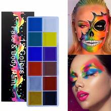 Paleta de 12 colores de pintura facial y corporal a base de aceite, adecuada para pintura facial, arte corporal, actuaciones de danza, efectos especiales y maquillaje de cosplay - paleta de 12 colores - Ver 9