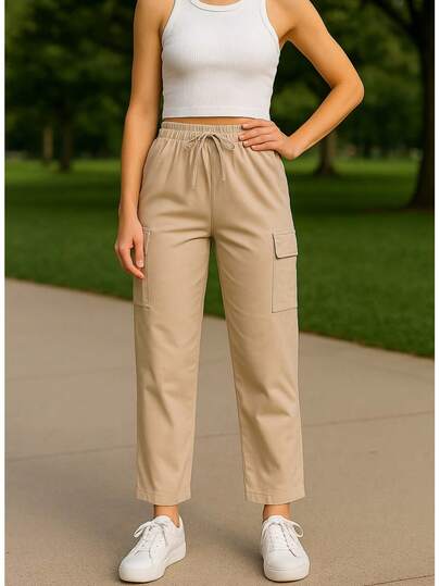 Pantalon cargo de mujer con resorte