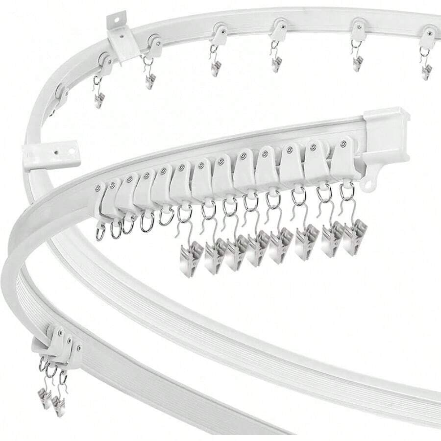 Flexible Bendable Ceiling Curtain Track Room Divider 12Ft Curved Curtain Rail Wall Mount RV Sliding Hospital Ceiling Track System Set For Curtains Bay Window - 8英尺 - 查看 1