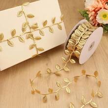 3pcs Christmas Fashionable Ribbons, 1m Floral Trim Gift Wrapping Ribbon, Christmas Lighting Star Artificial Rose Leaf Ribbon - Multicolor - View 8