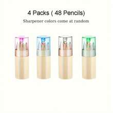 4 Boxen tragbarer Mini-Farbstiftset mit Spitzer - Vorgeschärft, Etui-Stil, geeignet für Künstler & Studenten - zum Skizzieren, Schreiben und als Schulmaterial - Sortiert/Rot/Gelb/Schwarz, Mini-Stifte - Verschiedenfarbig - Übersicht 6