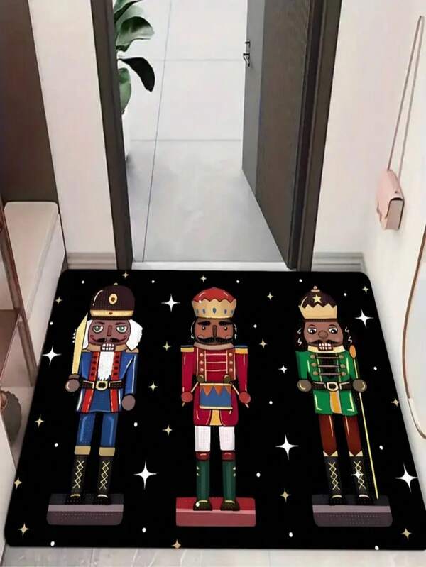 1 pièce Nouveau paillasson de Noël Casse-noisette - 900g/m² Velours doux, lavable en machine, durable, résistant aux taches, séchage rapide, convient pour les paillassons d'intérieur/extérieur, la décoration de la maison, la chambre, la cuisine, les photos, les accessoires, la décoration extérieure, les cadeaux de fête, les tapis de sol, toutes saisons