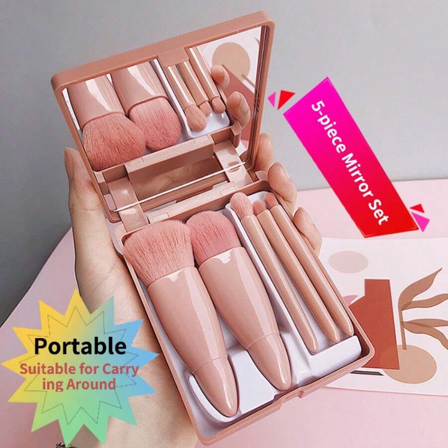 全新五件套彩色化妆刷套装，包含眼影刷、散粉刷和轮廓刷，马卡龙色系，轻巧便携，适合旅行和开学季使用。旅行必备，情人节礼物，价格实惠，旅行化妆刷套装，送给女性的礼物，化妆师的理想之选，专业全套化妆工具。 - 咖啡色 - 查看 1