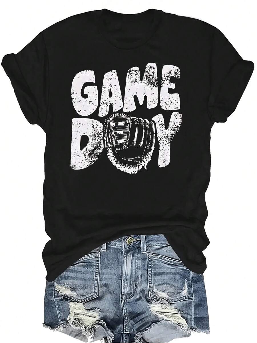 Camiseta de béisbol de mamá con estampado de leopardo vintage, unisex, de verano, casual, transpirable, de personalidad, de cuello redondo, de manga corta, ropa de calle, versátil, adecuada para adolescentes y adultos - Negro - Ver 1