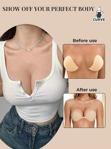 1件装，3厘米厚，隐形提胸文胸，无肩带露背设计，适合小胸，可重复使用硅胶衬垫文胸