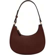 FashionPuzzle Small Crescent Shoulder Bag Underarm Purse - 咖啡/咖啡 - 查看 1