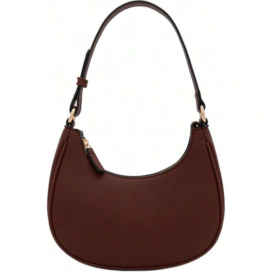 FashionPuzzle Small Crescent Shoulder Bag Underarm Purse - 咖啡/咖啡 - 查看 1