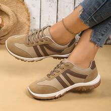 新款系带休闲运动鞋，软底厚底运动鞋，轻便防滑跑鞋 - 無色 - 查看 1