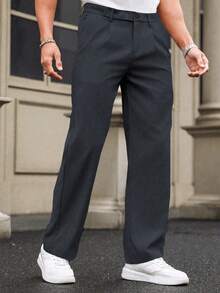 Neue drapierte gerade geschnittene Herrenhosen, modische geschäftliche lässige Anzughosen mit weitem Bein, plissierte Hosen mit Taschen für Freund und Ehemann
