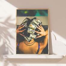 1件黑色艺术品，时尚女性艺术，墙面装饰画，镀金帆布印刷艺术海报，适合作为家居礼物，适用于客厅、浴室、卧室、厨房，带框家居装饰，房间装饰 - 彩色 - 查看 2