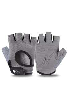 1 双纯色字母印花涤纶纤维女士运动健身半指手套，透气防滑骑行瑜伽健身房训练男女通用 - A - 查看 20