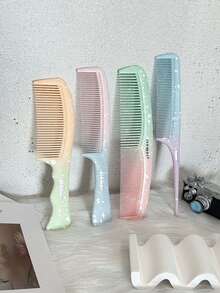 4件套经典渐变纹理防静电塑料发梳套装，适合日常使用，婚礼派对回礼/伴娘礼物，木纹梳子，宽齿梳，尖尾梳，胡须梳，细齿专业美发梳套装，男女理发造型/卷发/蓬松/分缝/胡须造型，顺发梳，学习用品，女孩圣诞礼物，新年礼物（渐变色随机），万圣节/圣诞节配饰礼物，美发造型工具，家居美发配件 - 漸層風格 - 查看 16