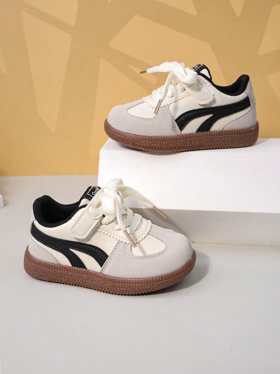 Kids Sports Shoes, Toddler & Little Kids Casual Shoes, Fashion Girls Shoes With Lace, Running Sneakers - Beige - View 1