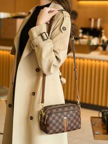 Große Kapazität Mehrkammer-Damen-Umhängetasche, vielseitiger Shopper mit bedrucktem Design, modische vintage Lässig Handtasche, Neuankunft 2025