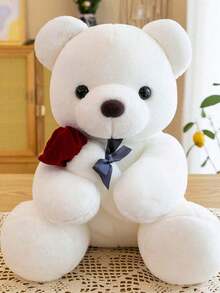 玫瑰熊毛绒公仔，情人节礼物，玩偶，装饰，生日礼物 - 圣诞节礼物 - 万圣节礼物 - 完美礼物 - 礼物 - 白色 - 查看 2