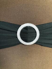 50PCS Lycra/Spandex/Stretch/Elastic Chair Cover Sashes/Bands/Bows/Ties For Decorating Graduation, Birthday, Wedding, Bridal Shower, Baby Shower, Barbecue, Buffet, Christmas, Decorative Birthday Parties Ceremony Folding Chairs Tablecloth Table Cover Linen Backdrop Carpet Flower Decoration - 黑色 - 查看 9