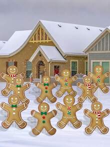 4 件大号姜饼人圣诞树挂饰，圣诞姜饼人桩 - 可爱质朴的节日装饰，户外草坪花园派对冬季装饰，适合节日居家、学校和办公室，圣诞树顶饰家居办公室节日派对花瓶装饰，羽毛装饰节日挂饰室内外，家居装饰，房间装饰 - 彩色 - 查看 6