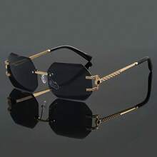 Unisex Fashion Frameless Metal Glasses, Suitable For Daily Wear, Perfect Gift For Mother's Day, Father's Day, And Family Gatherings, Ideal For Y2K Style - Đen - Xem 12